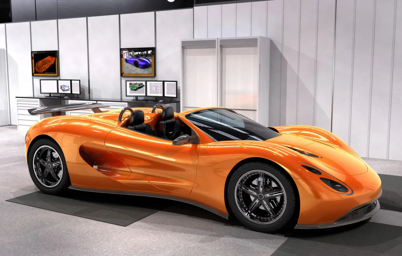 Фото обои суперкар, Ronn Scorpion, оранжевый цвет