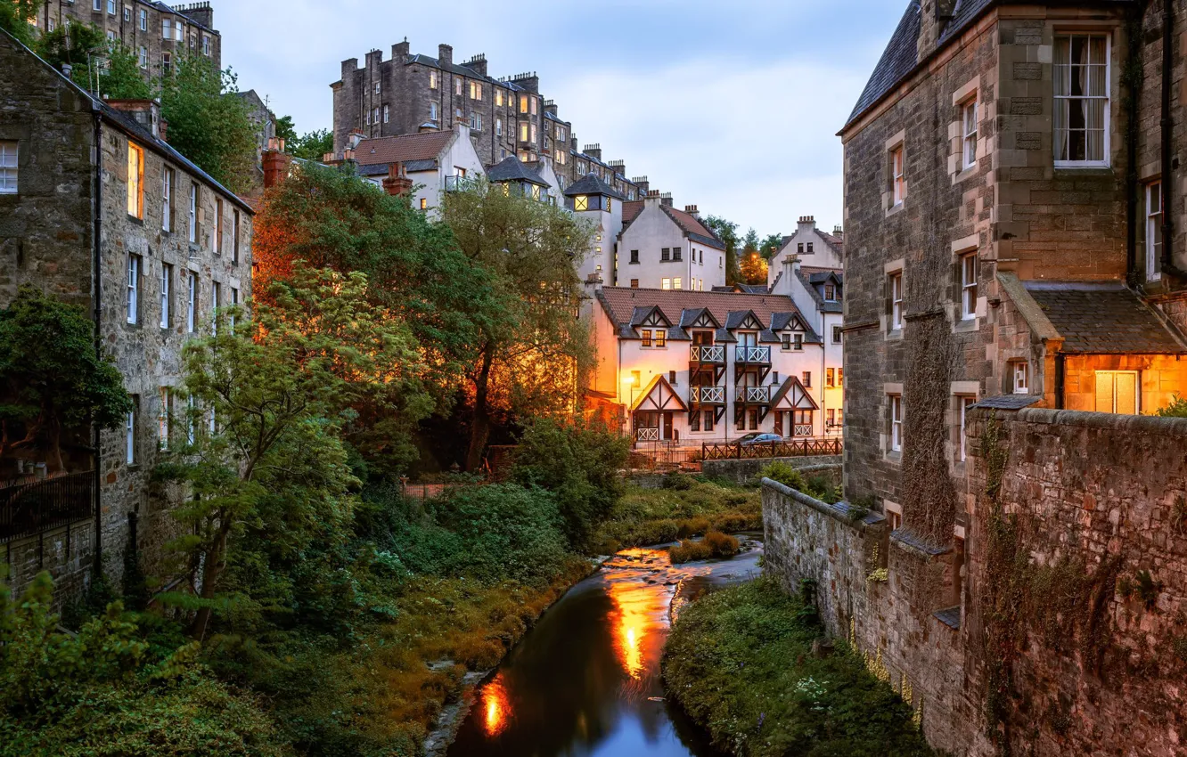 Фото обои город, Шотландия, Scotland, Эдинбург, Edinburgh, Dean Village
