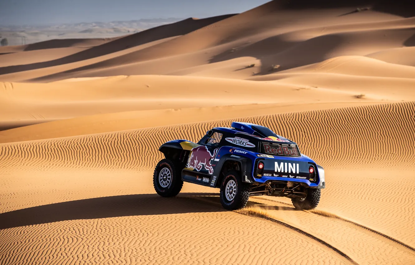 Фото обои Песок, Mini, Пустыня, Машина, Скорость, 300, Rally, Dakar