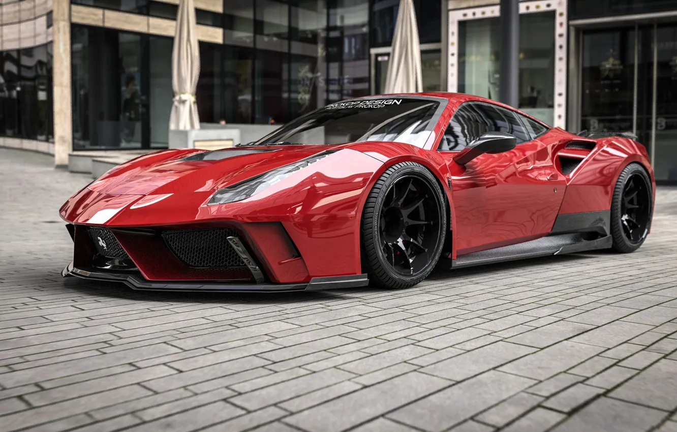 Фото обои Красный, Авто, Машина, Ferrari, Car, Суперкар, Рендеринг, Concept Art