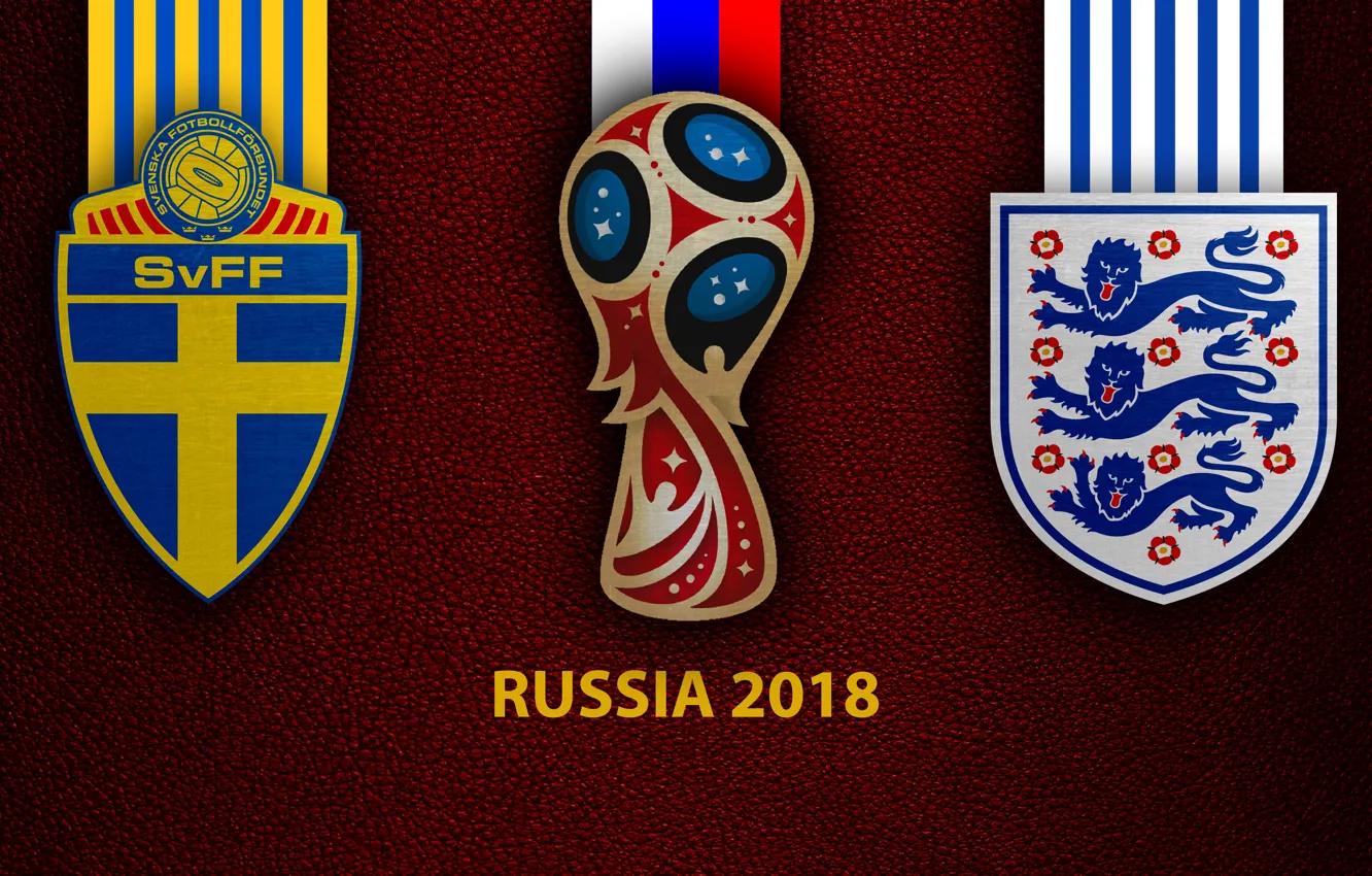 Фото обои wallpaper, sport, logo, football, FIFA World Cup, Russia 2018, Sweden vs England