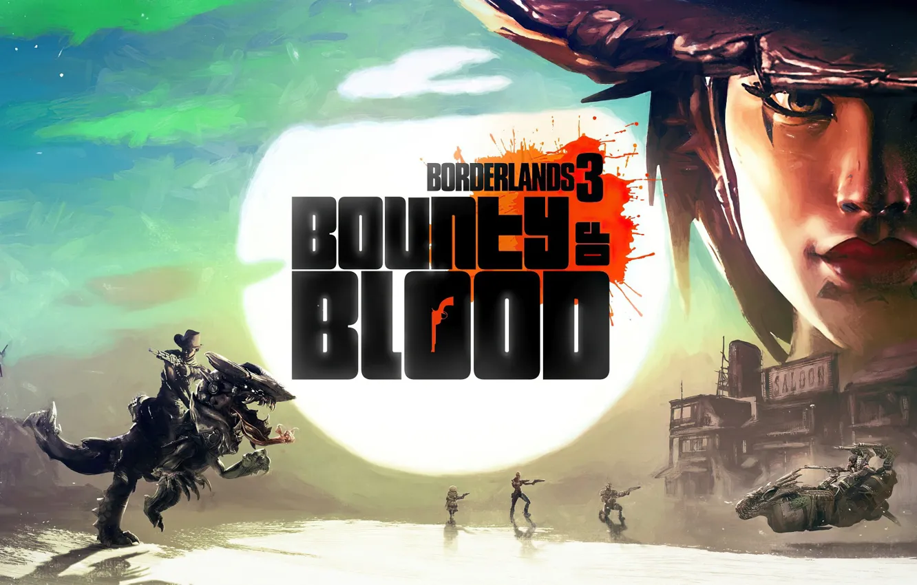 Фото обои девушка, лицо, фон, коллаж, существа, Borderlands 3