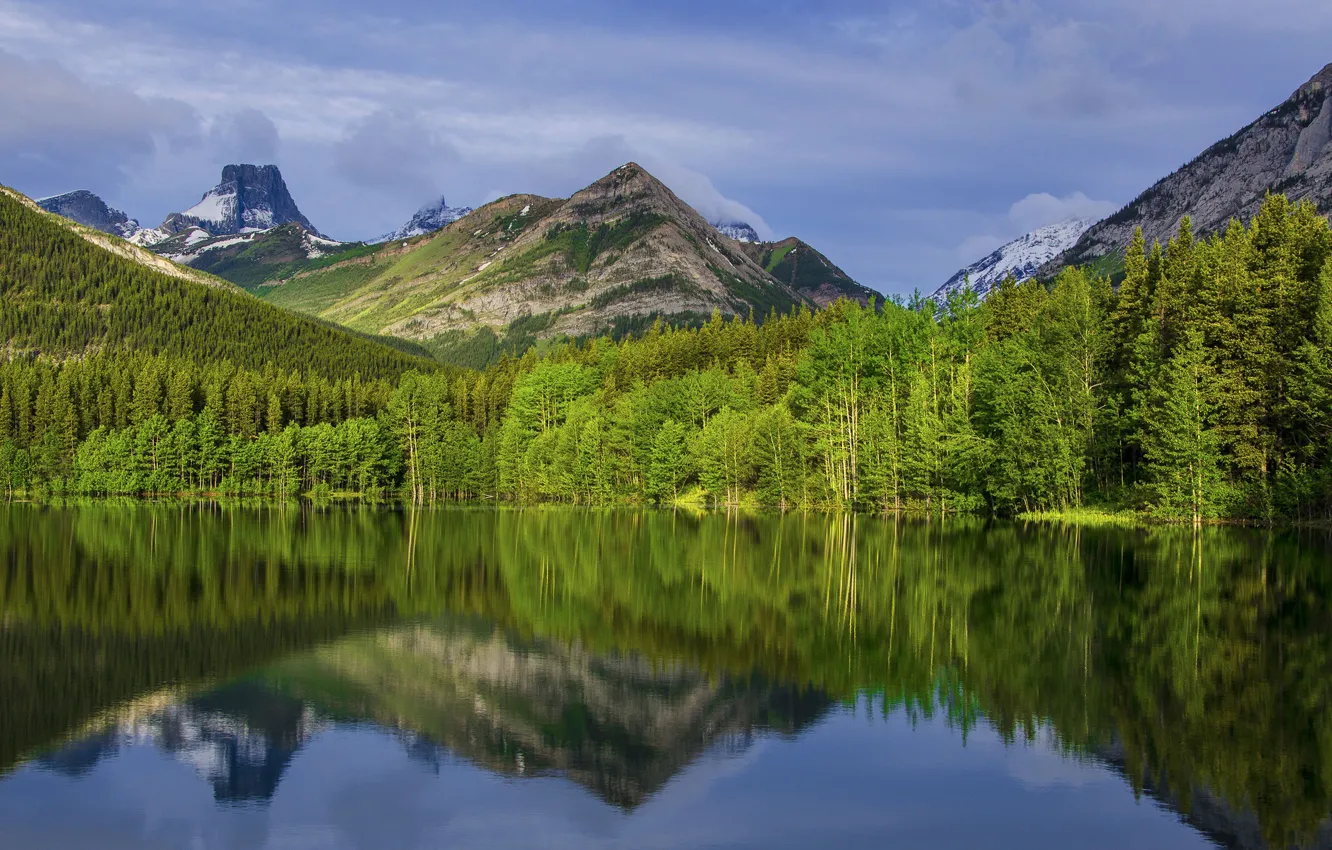 Фото обои озеро, вид, гора