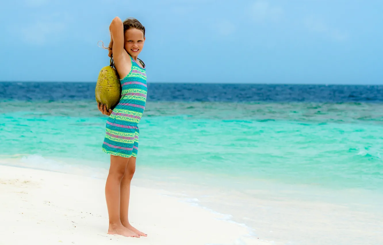 Фото обои пляж, отдых, девочка, Manfred Sket, heavy weight