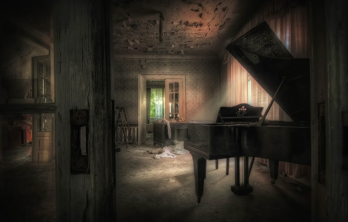 Фото обои комната, пианино, play it