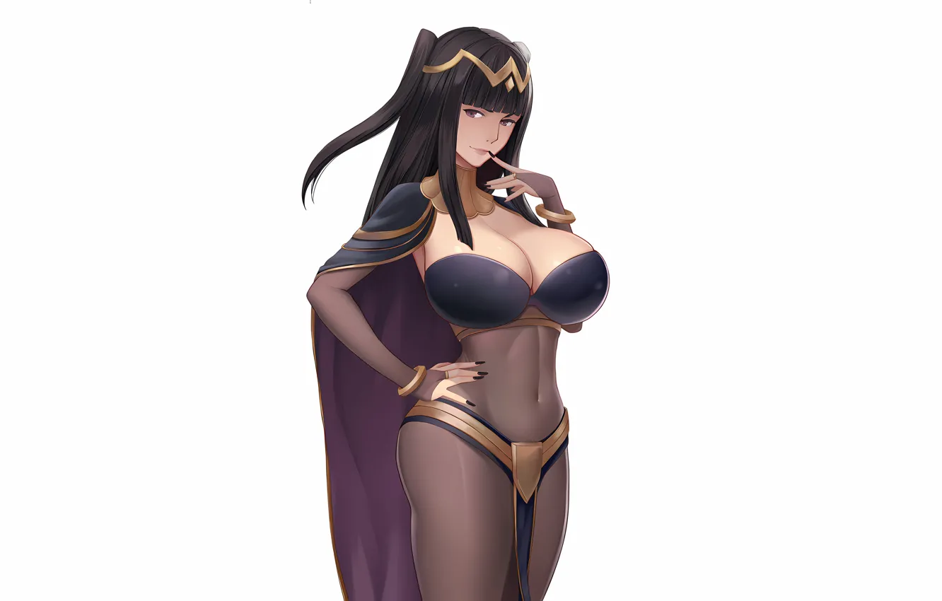 Фото обои girl, sexy, cleavage, long hair, boobs, anime, beautiful, purple eyes