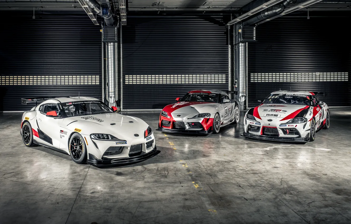 Фото обои Ангар, Гараж, Toyota, Supra, 2020, Toyota GR Supra GT4, Supra GT4