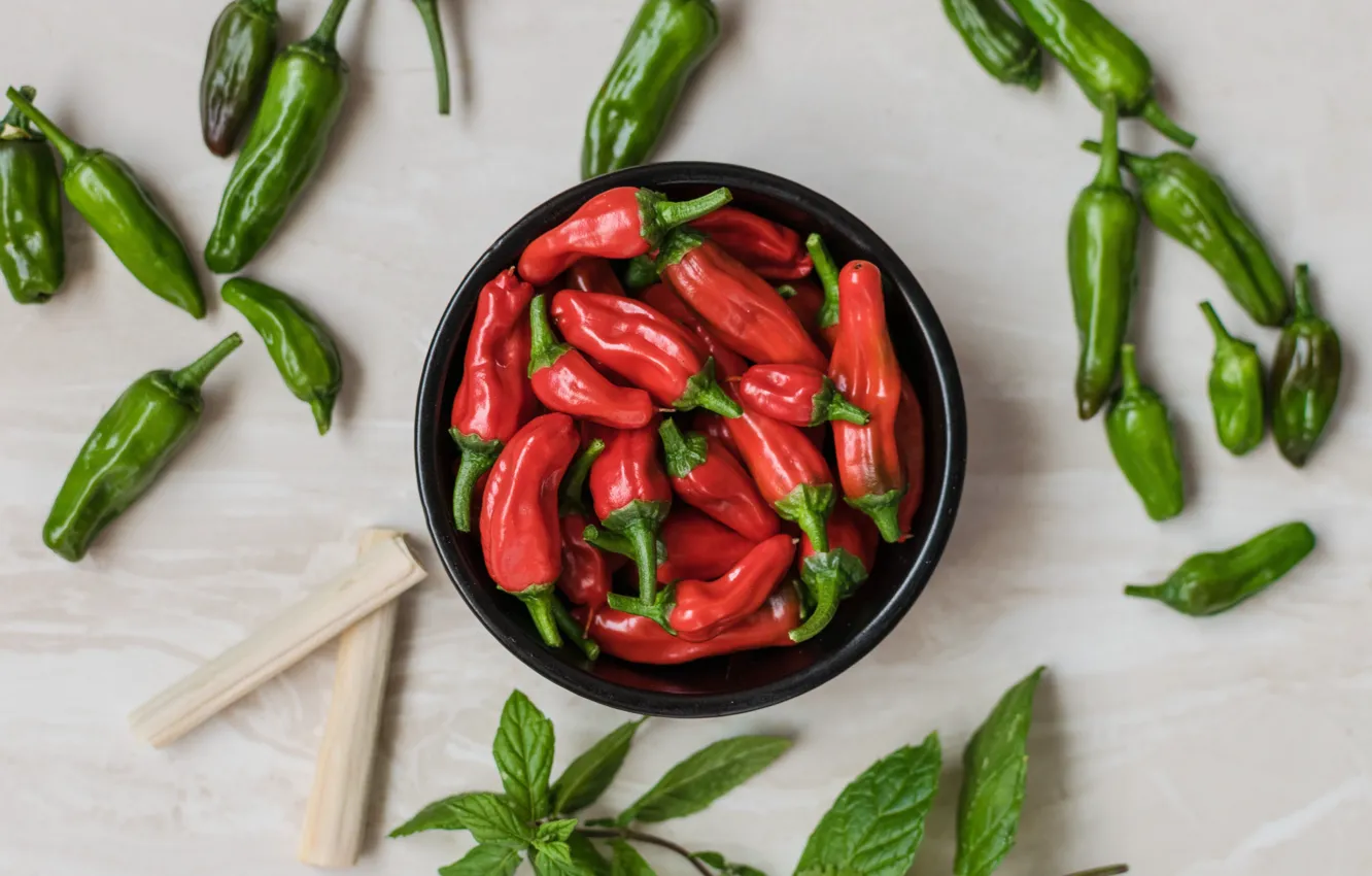 Фото обои красный, зеленый, перец, овощи