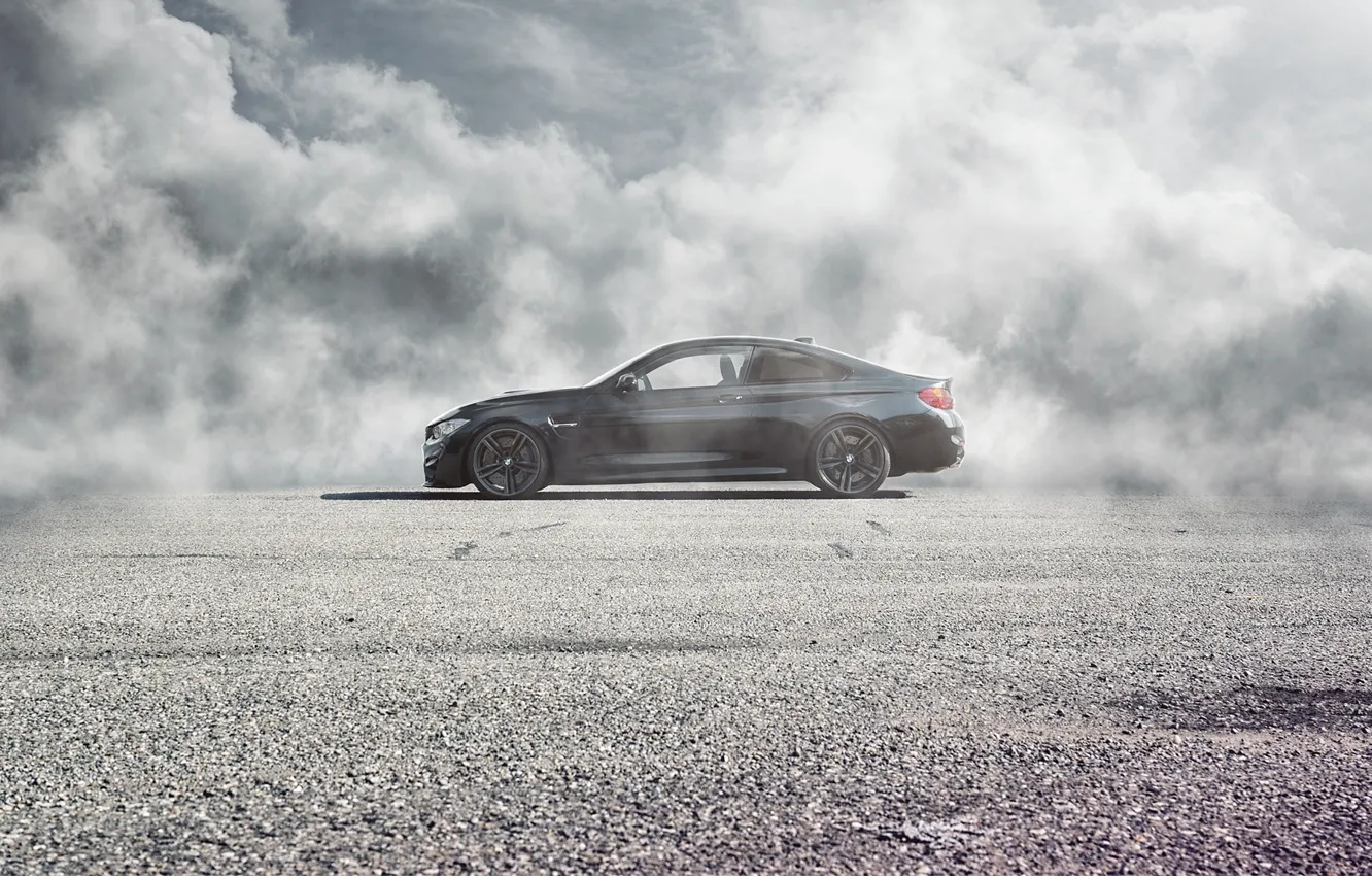 Фото обои BMW, German, Car, Black, Side, Automobile, Fog, Perfomance