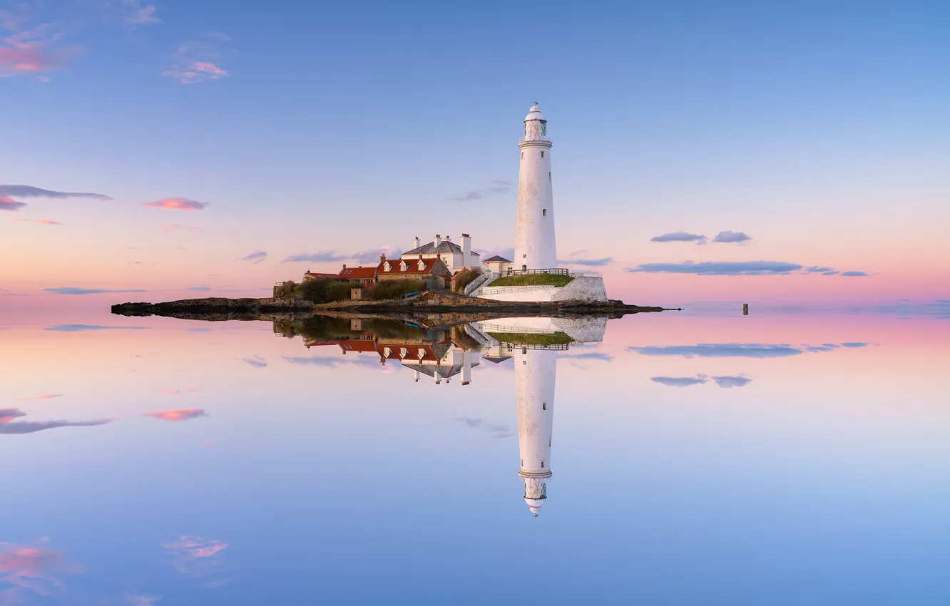 Фото обои England, Sea, St Mary's Lighthouse, Seascape •