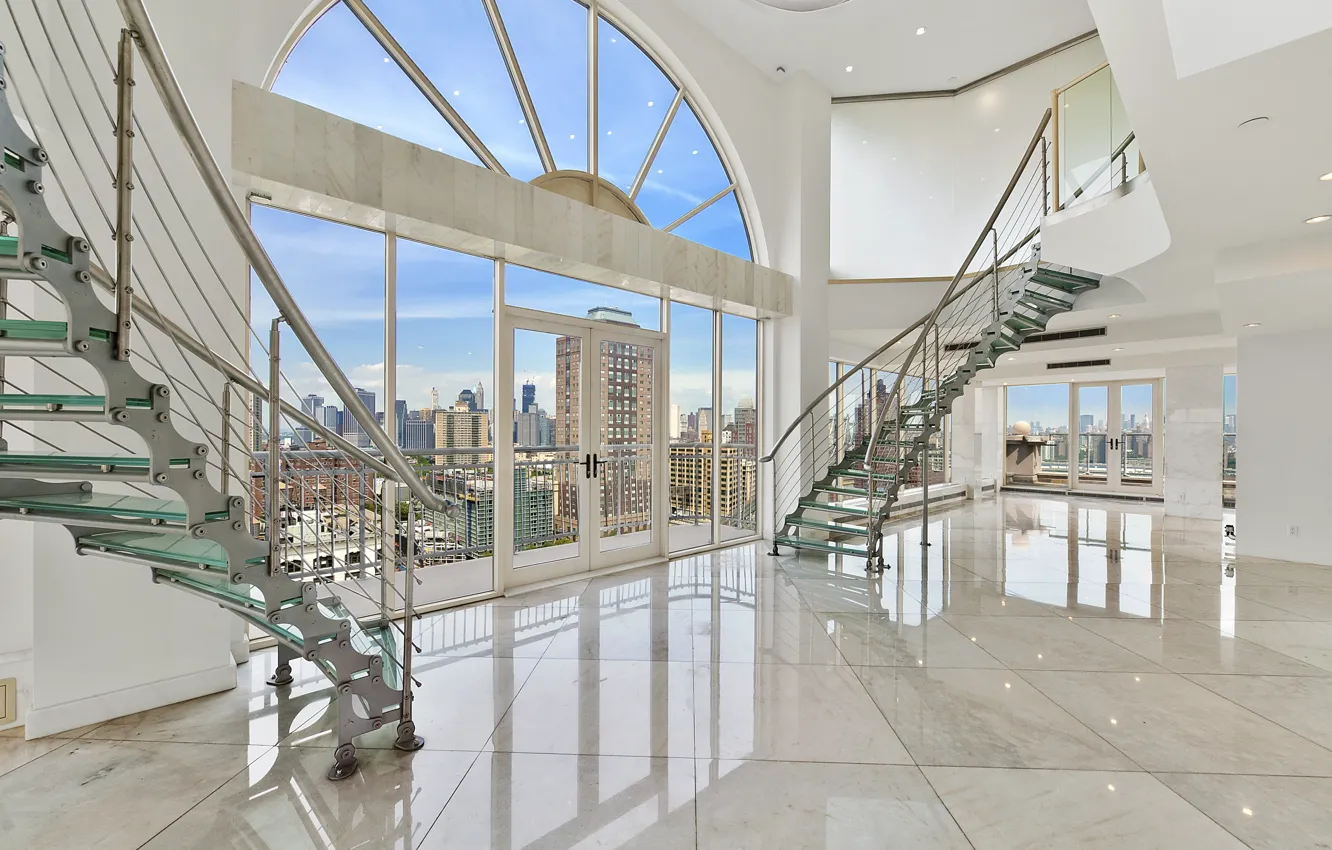 Фото обои дизайн, стиль, интерьер, пентхаус, мегаполис, penthouse in Brooklyn
