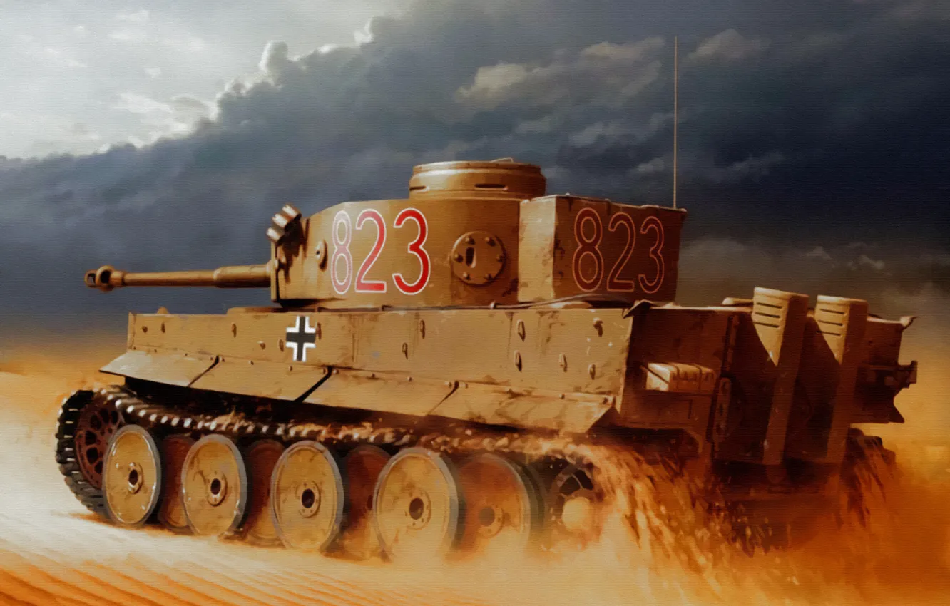 Фото обои war, art, painting, tank, ww2, Panzerkampfwagen VI Tiger