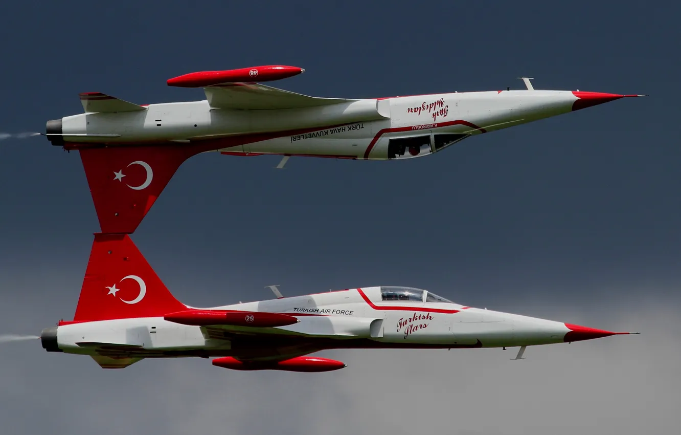 Фото обои F-5, пилотажная эскадрилья, Freedom Fighter, Турецкие Звёзды
