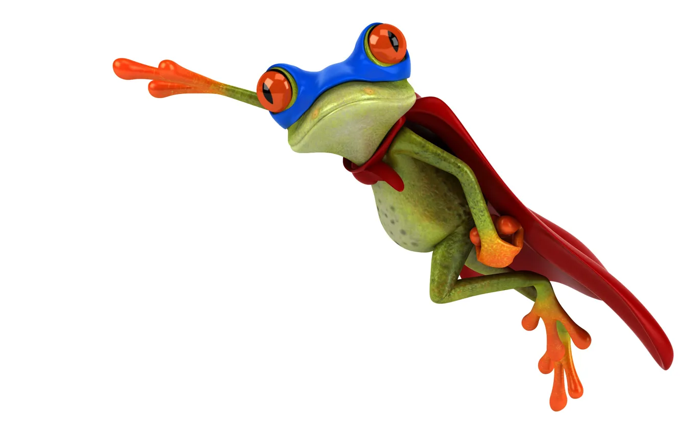 Фото обои графика, лягушка, костюм, супермен, free frog