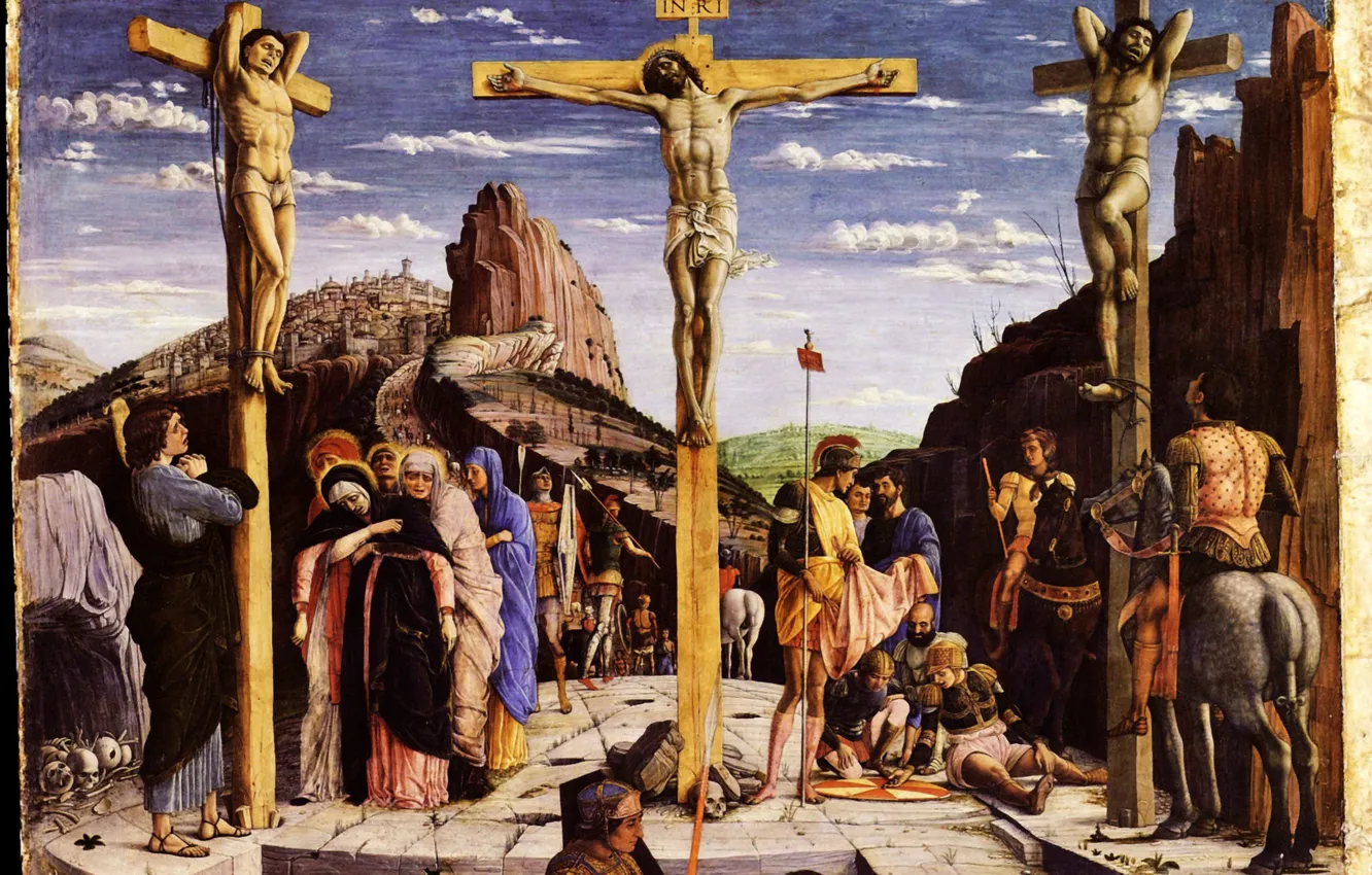 Фото обои Paris, Andrea Mantegna, Huile sur Bois, 1459, musée du Louvre, La Crucifixion, dite Le Calvaire