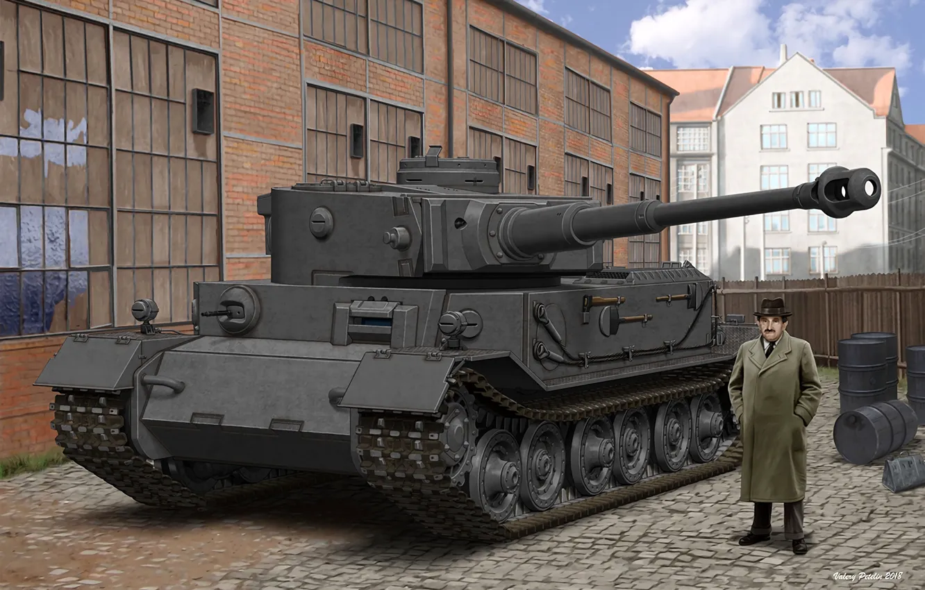 Фото обои Германия, танк, бочки, тяжёлый, Panzerkampfwagen VI ''Tiger P'', доктор Фердинанд Порше, ''Тигр Порше''