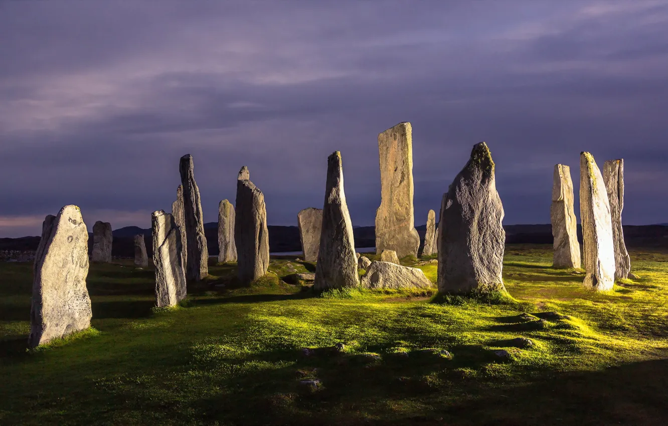 Фото обои пейзаж, ночь, камни