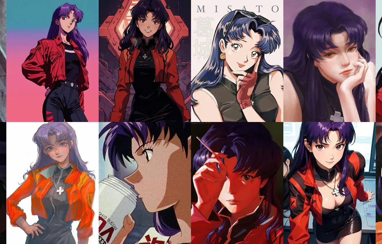 Фото обои Girl, Anime, Evangelion, Misato Katsuragi, Ai Art