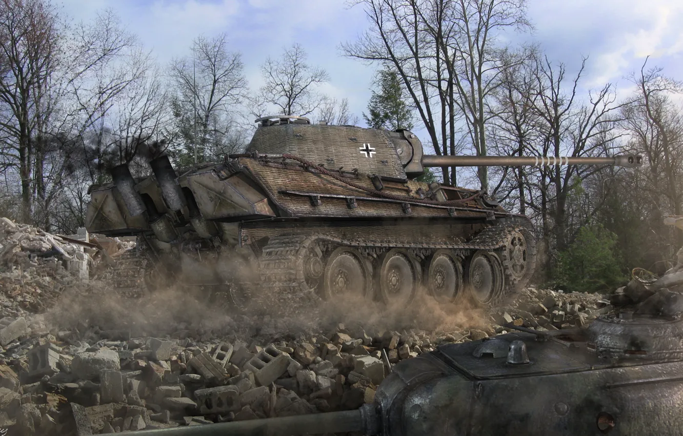 Фото обои Германия, танк, танки, Germany, WoT, Мир танков, Panzerkampfwagen V Panther, tank