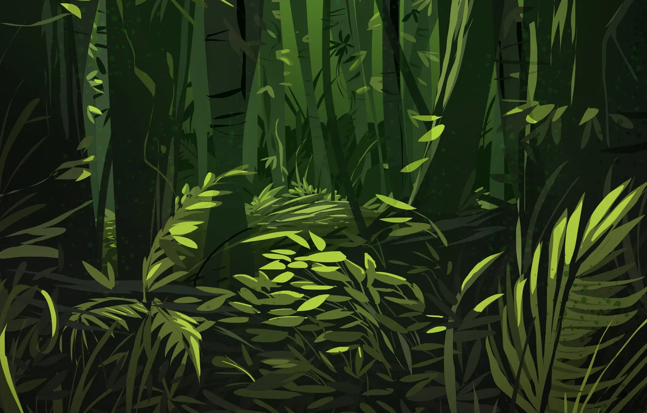 Фото обои Лес, Зеленый, Фон, Джунгли, Jungle, Green, Background, Forest