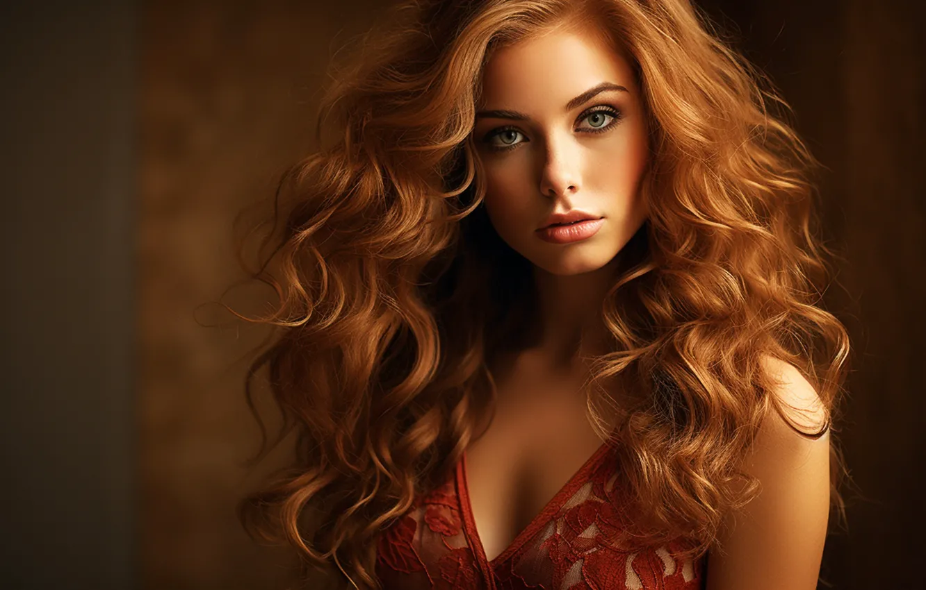 Фото обои cleavage, long hair, minimalism, model, women, digital art, blurred, wavy hair