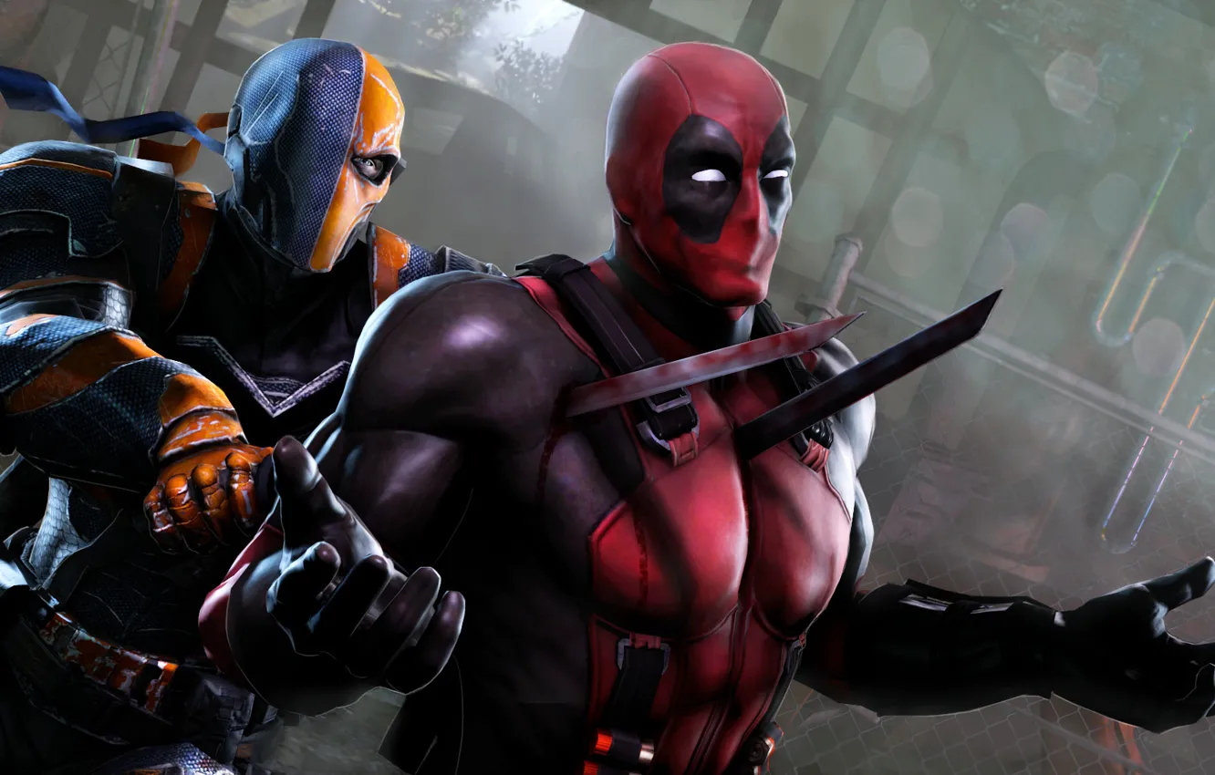 Фото обои лезвие, deadpool, deathstroke