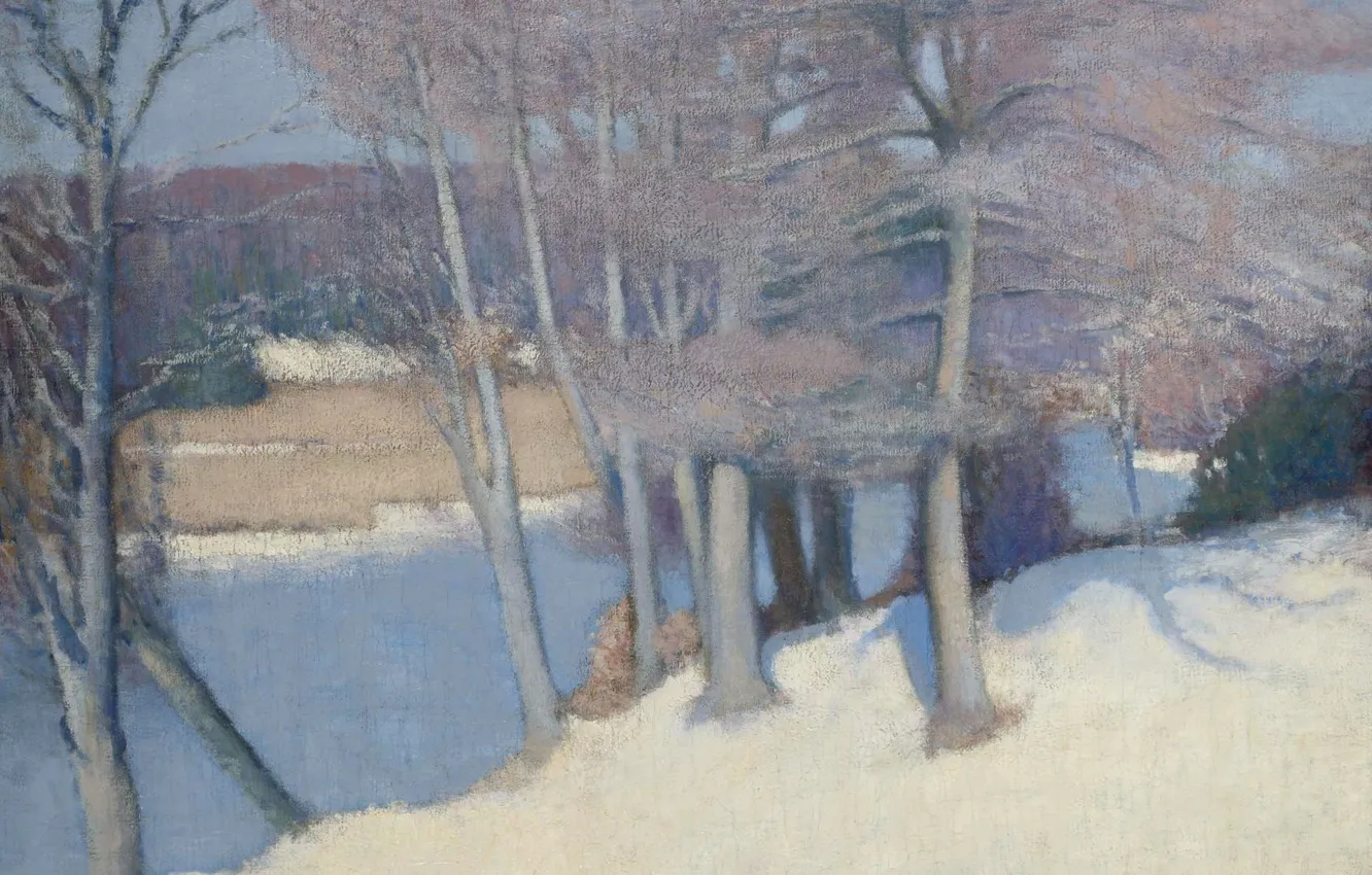 Фото обои пейзаж, картина, Эдмунд Грисен, Деревья Зимой