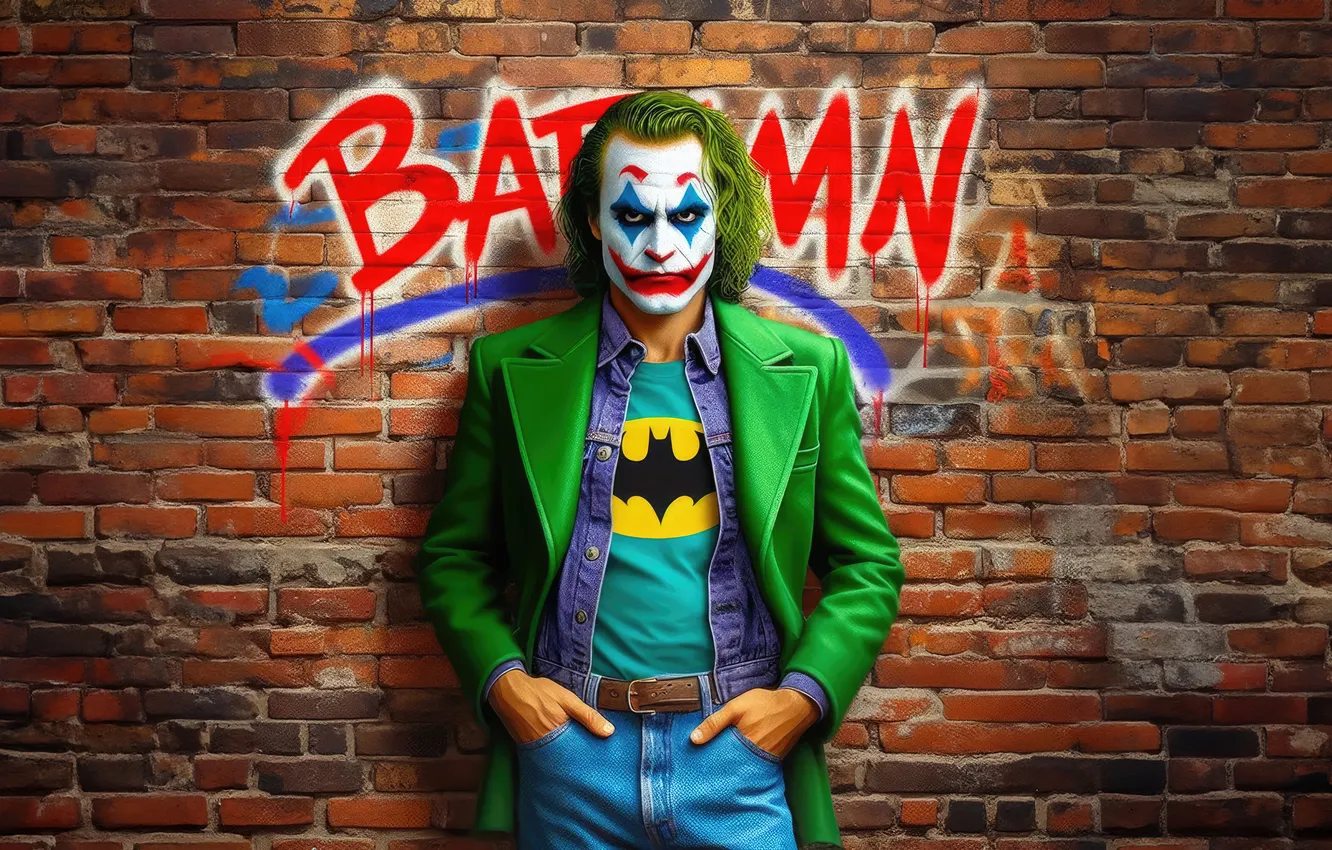 Фото обои joker, film, yapay zeka, yeşil