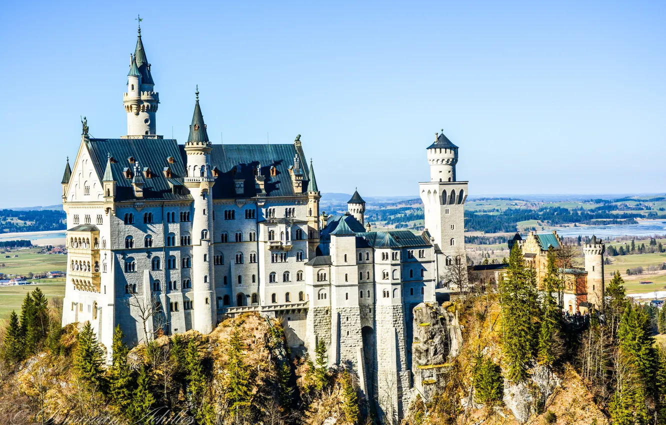 Фото обои Германия, Замок, Бавария, Germany, Нойшванштайн, Bavaria, Neuschwanstein Castle, Bavarian Alps