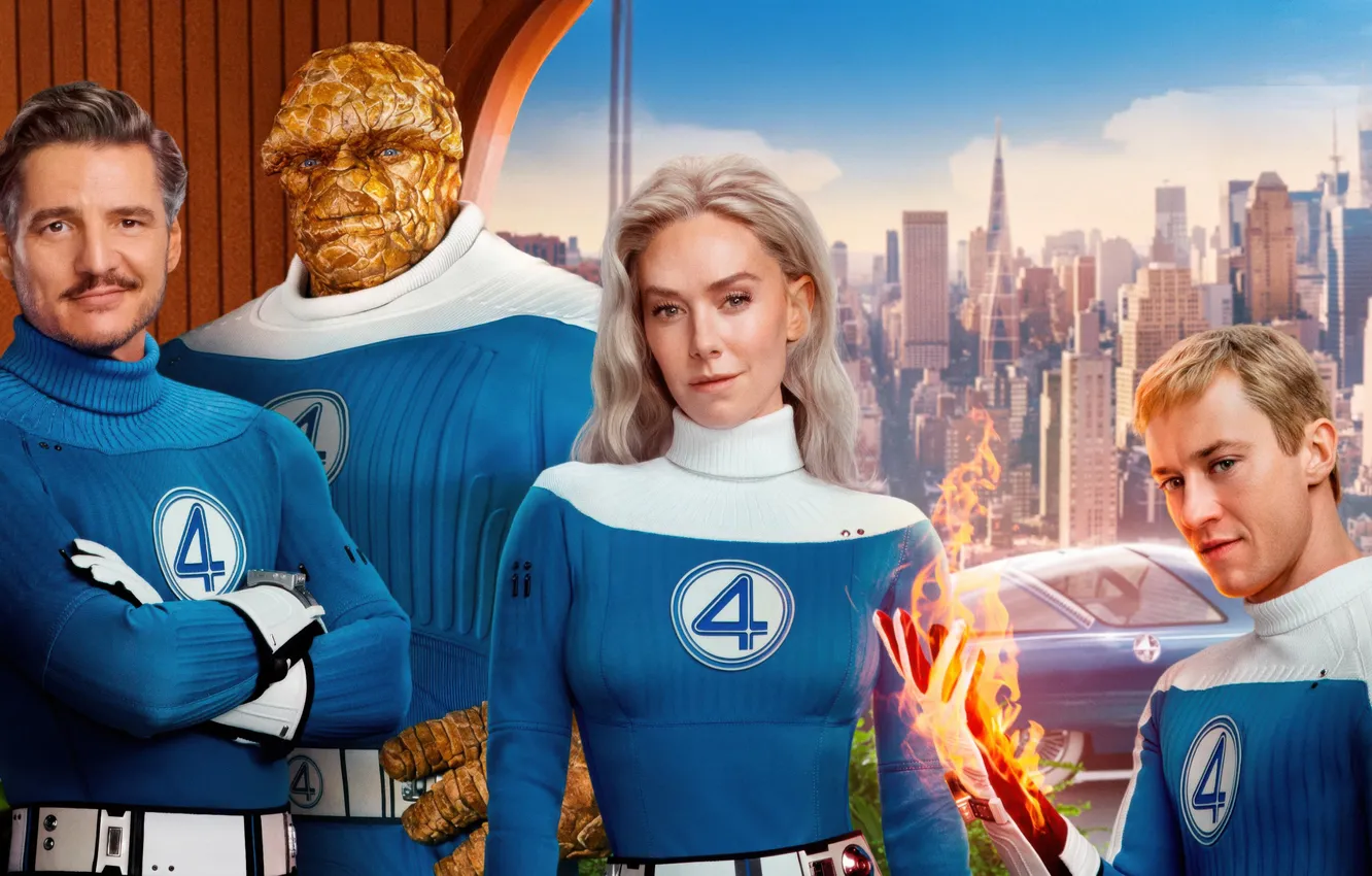Фото обои постер, персонажи, комикс, костюмы, Фантастическая четвёрка, MARVEL, Fantastic Four, Pedro Pascal
