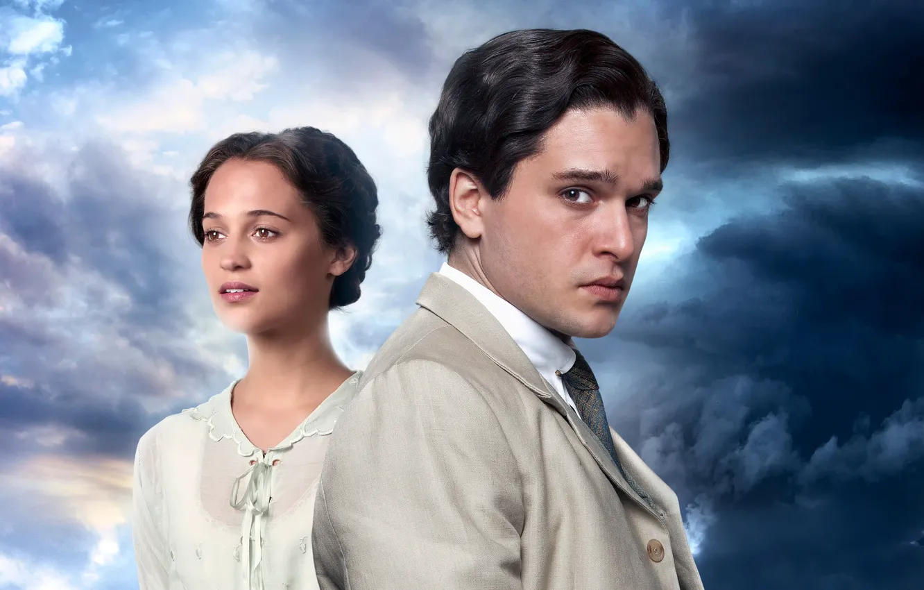 Фото обои Kit Harington, Alicia Vikander, Testament of Youth, Воспоминания о будущем, разделённые войной, соединённые любовью