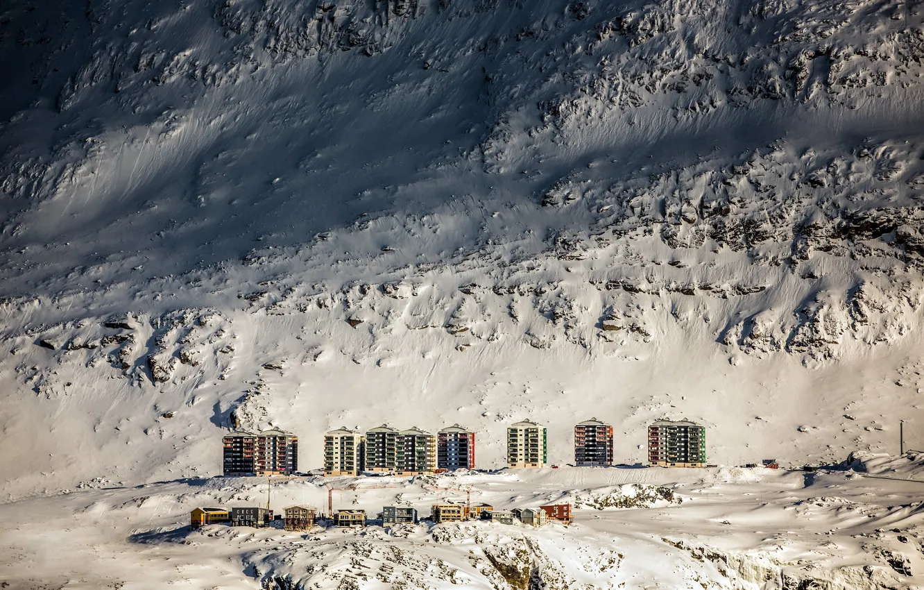Фото обои winter, Greenland, apartment house, Qinngorput, Nuuk, Suloraq