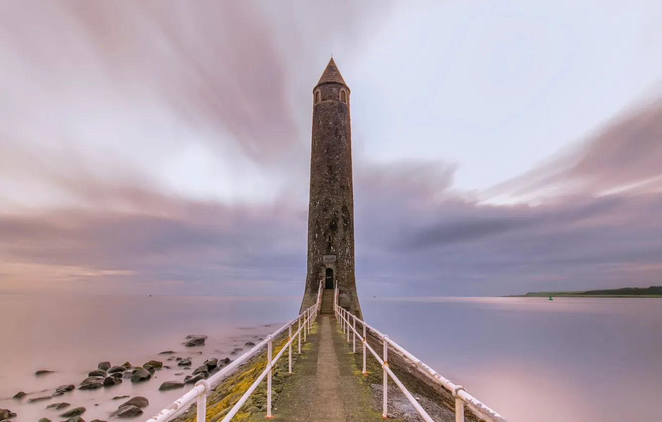 Фото обои море, берег, Larne, Chaine Memorial Tower