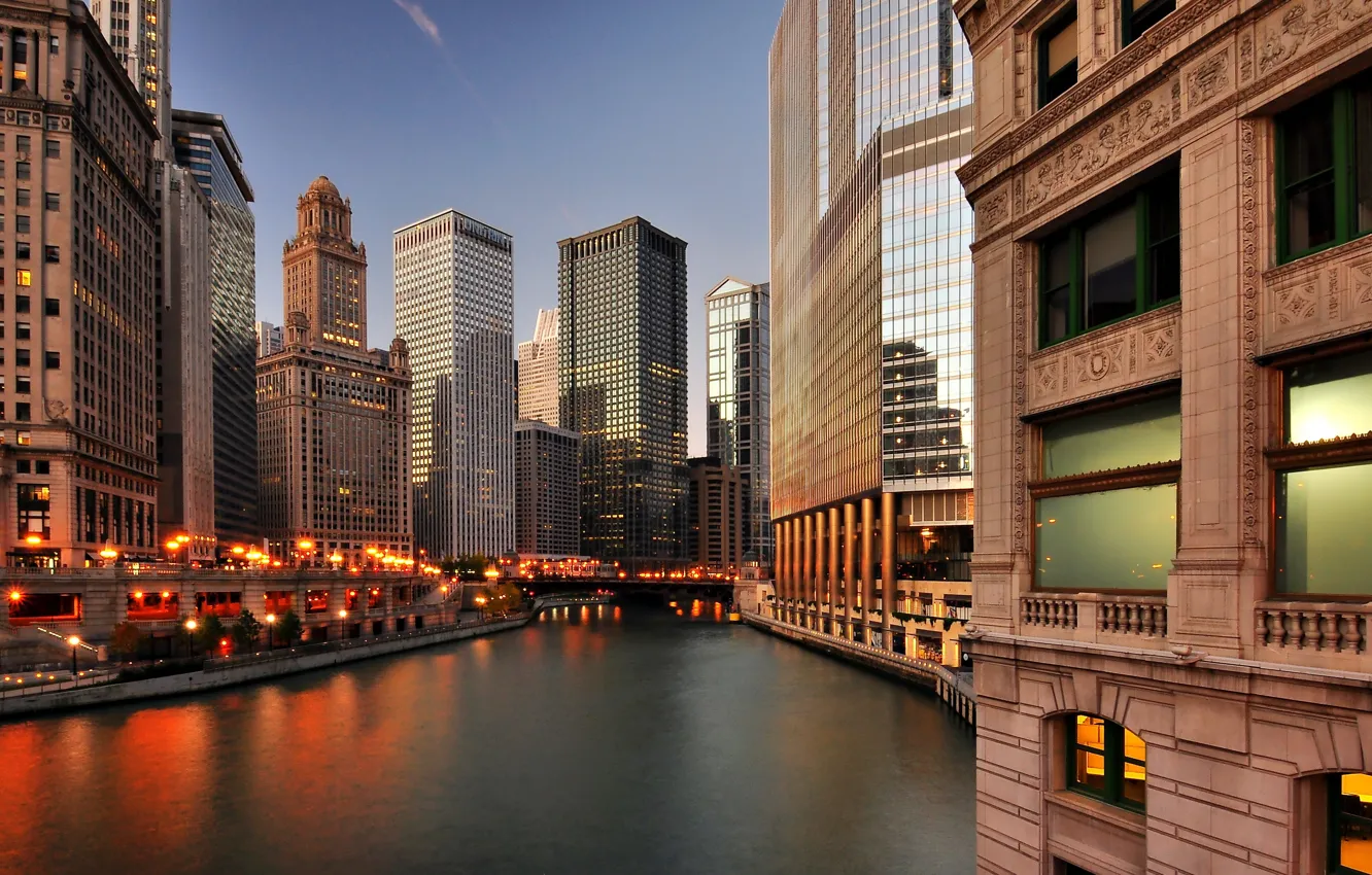 Фото обои город, небоскребы, Чикаго, США, Иллинойс, Chicago, Illinois