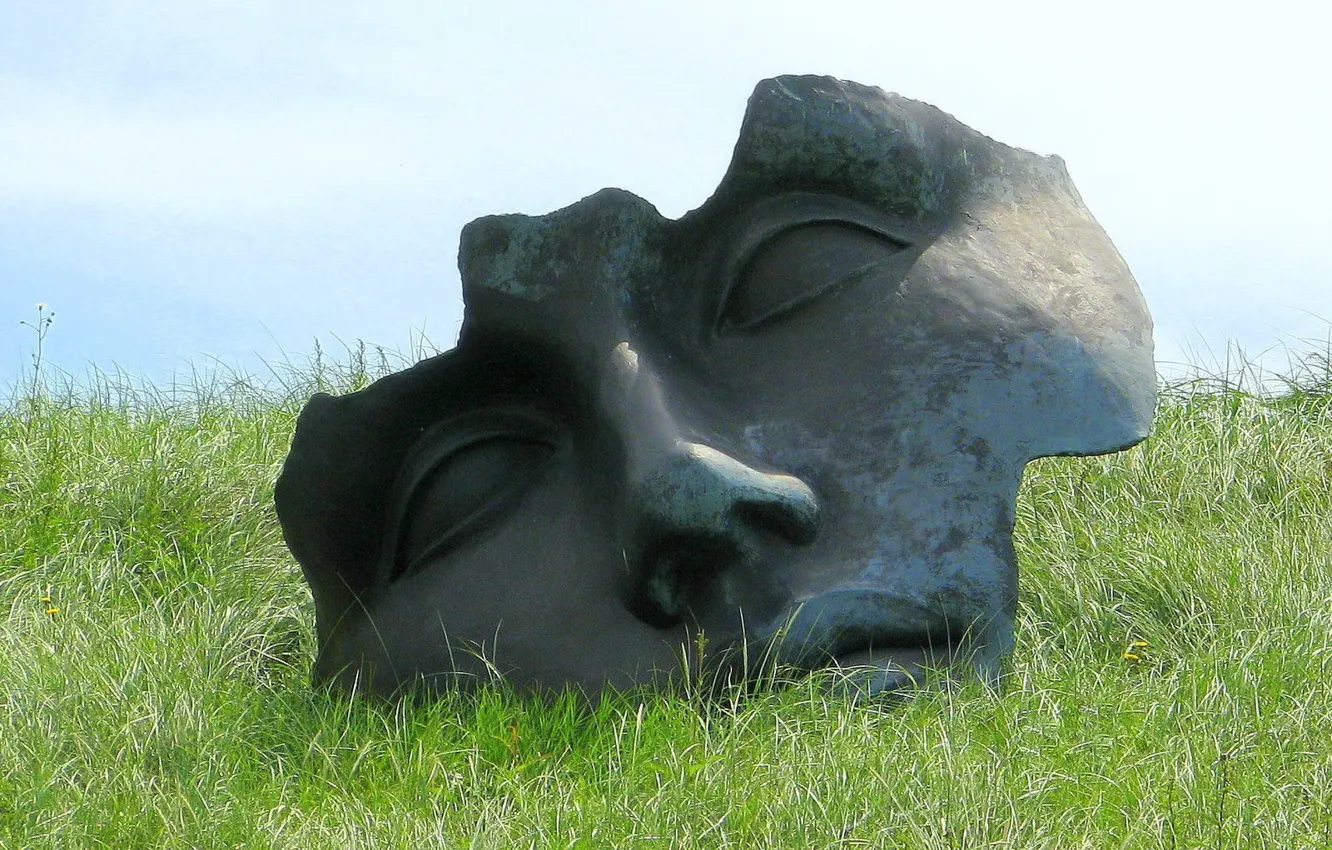 Фото обои лицо, Трава, памятник