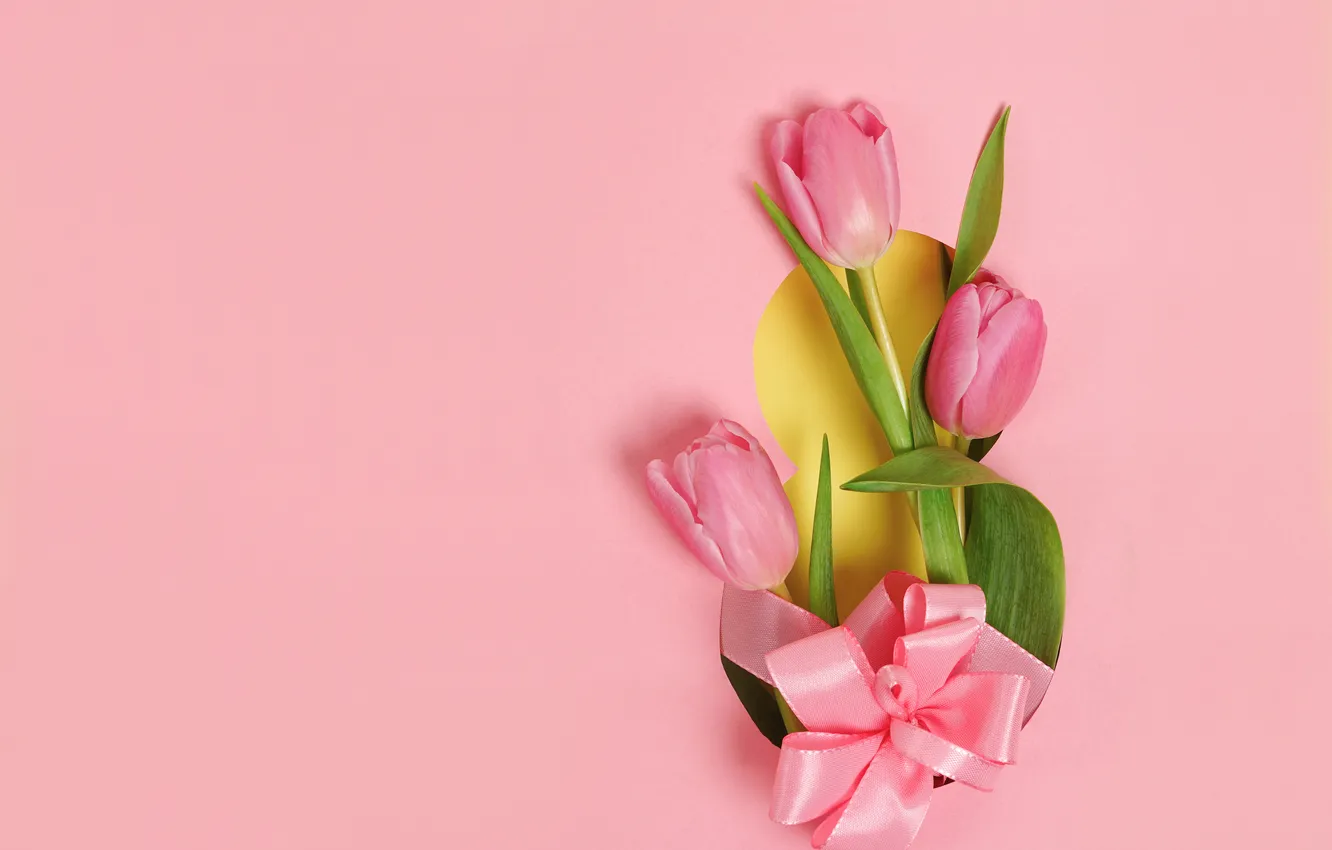 Фото обои цветы, цифра, тюльпаны, happy, 8 марта, pink, flowers, tulips
