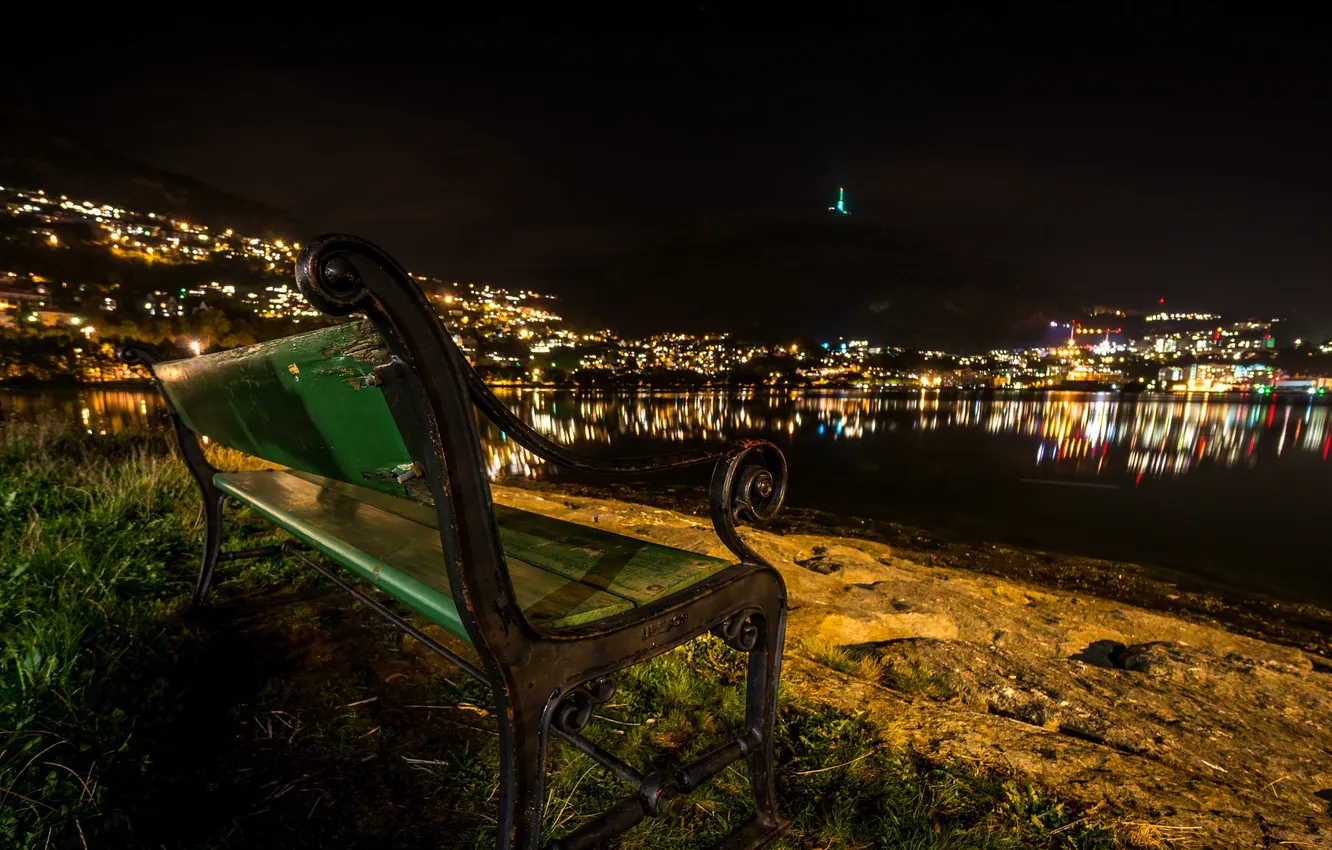 Фото обои night, Norway, Bergen