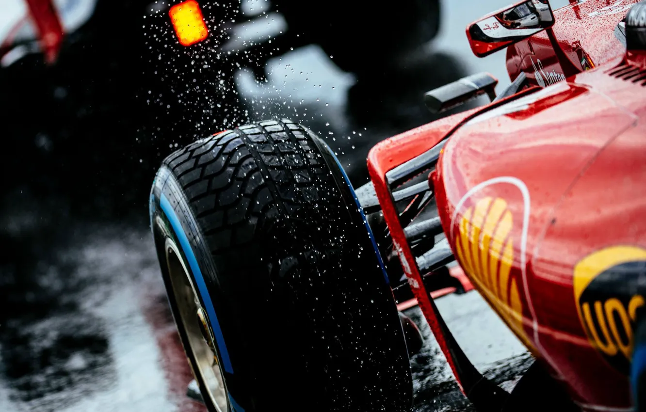 Фото обои Ferrari, ferrari, Rain, Сыро