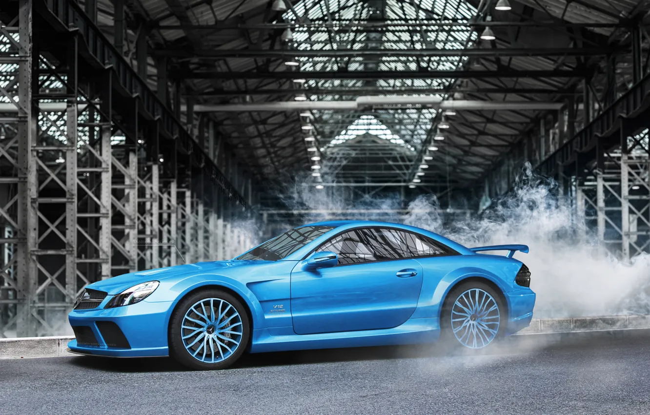 Фото обои синий, Mercedes-Benz, AMG, blue, мерседес бенц, SL-Klasse, profile, Aksyonov Nikita Andreevich