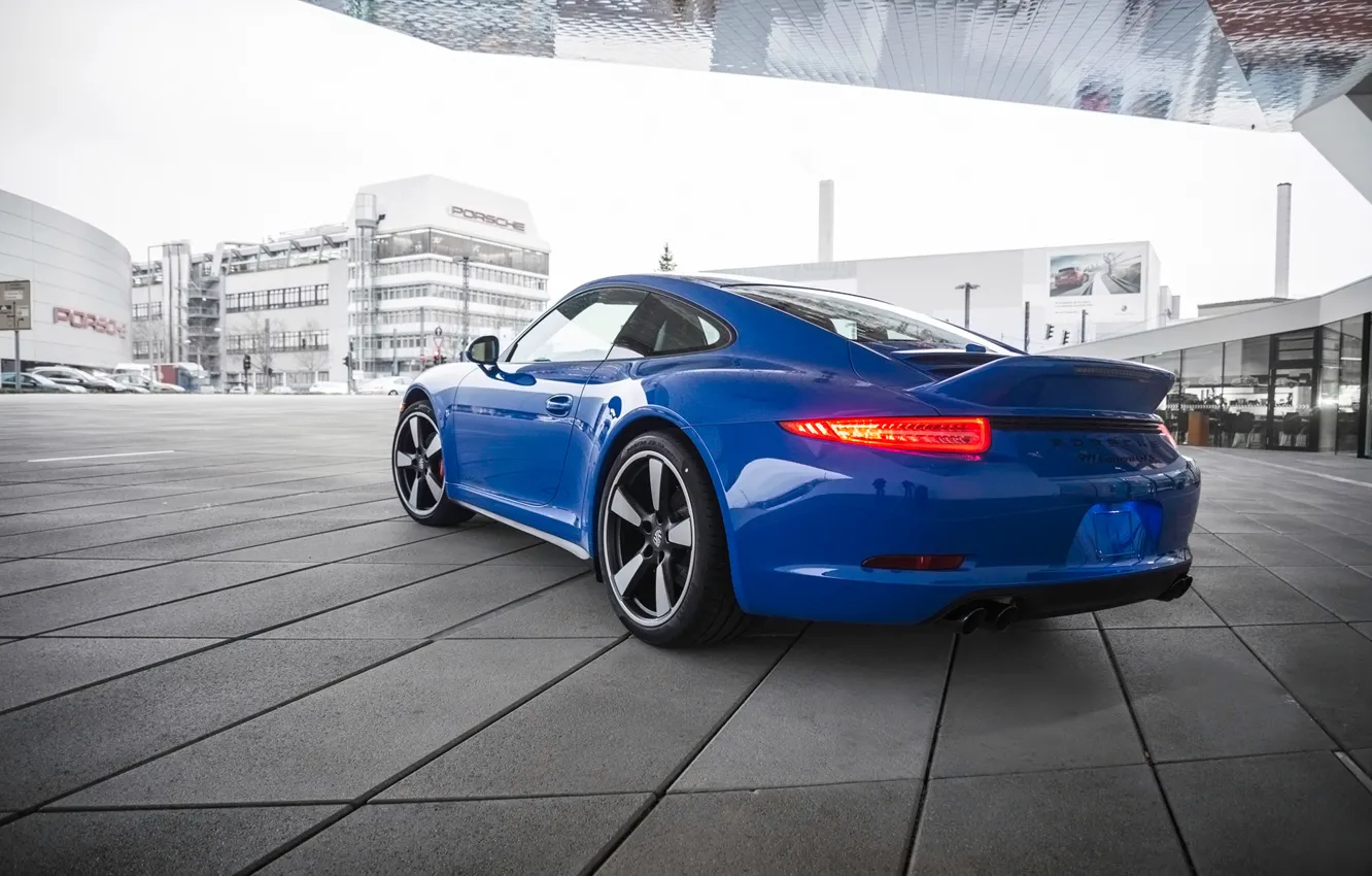 Фото обои синий, 911, Porsche, Порше, вид сзади, GTS, Club Coupe