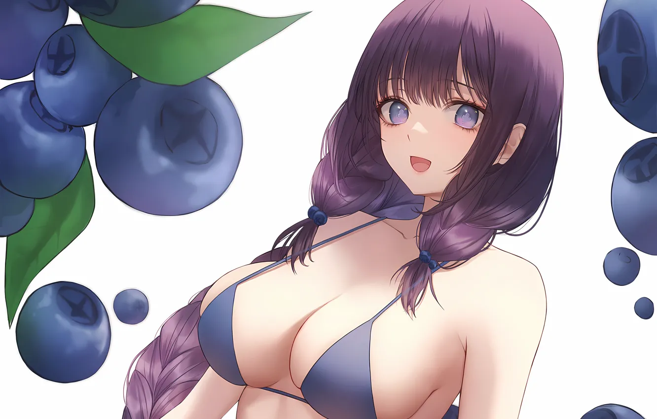 Фото обои girl, sexy, cleavage, long hair, boobs, anime, beautiful, twintails