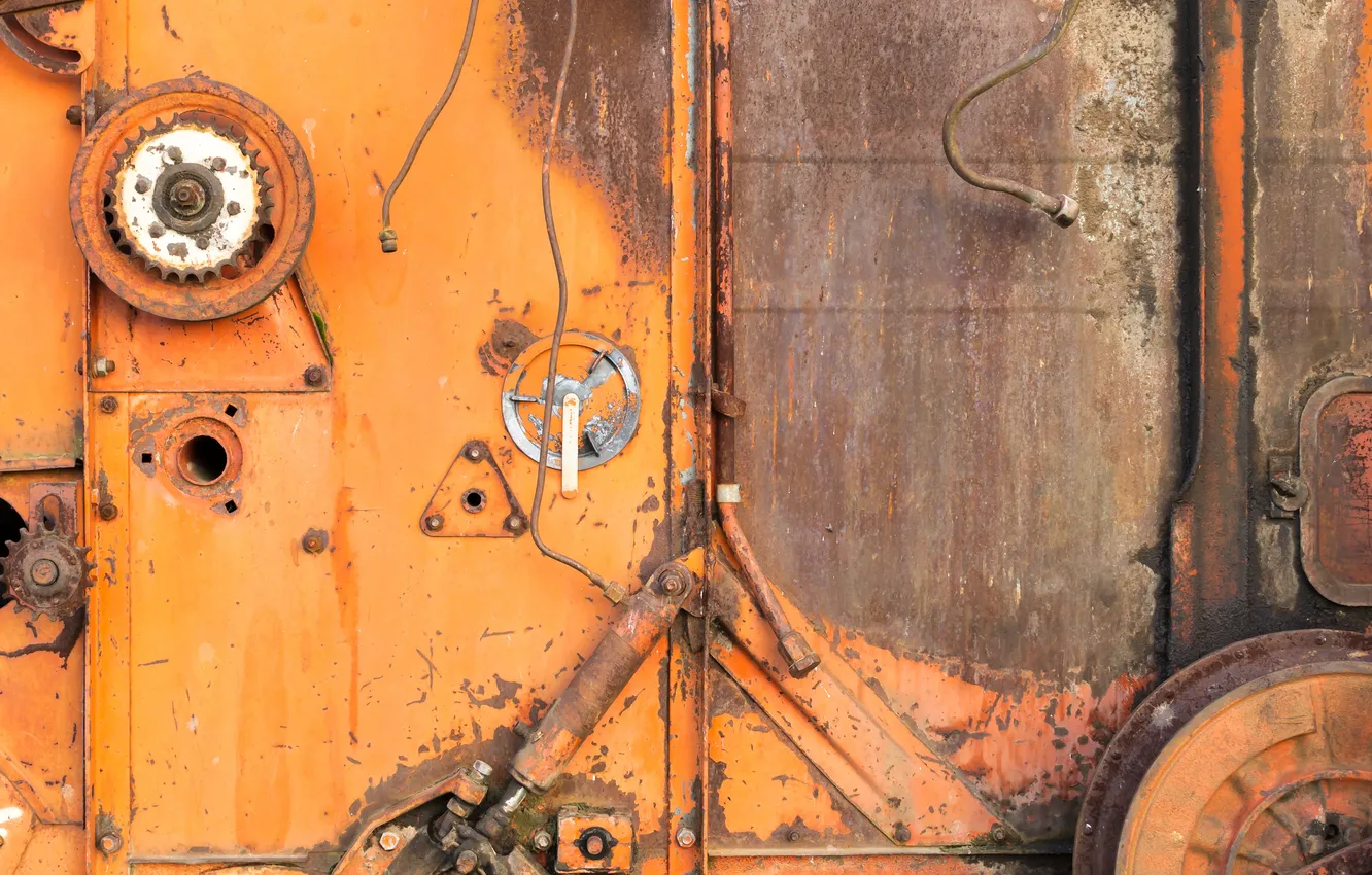 Фото обои metal, orange, rust, machinery