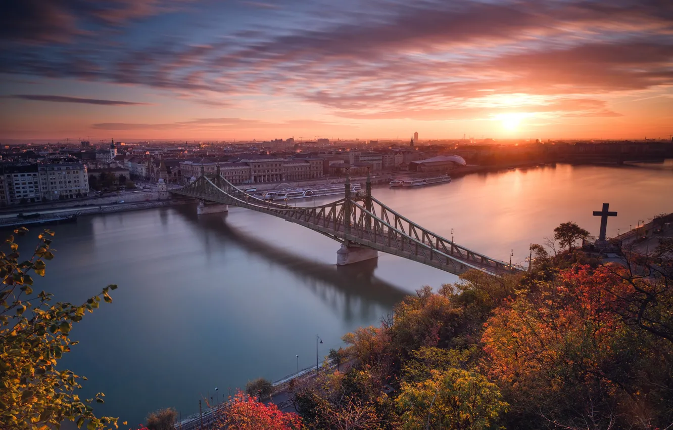 Фото обои закат, Hungary, Budapest