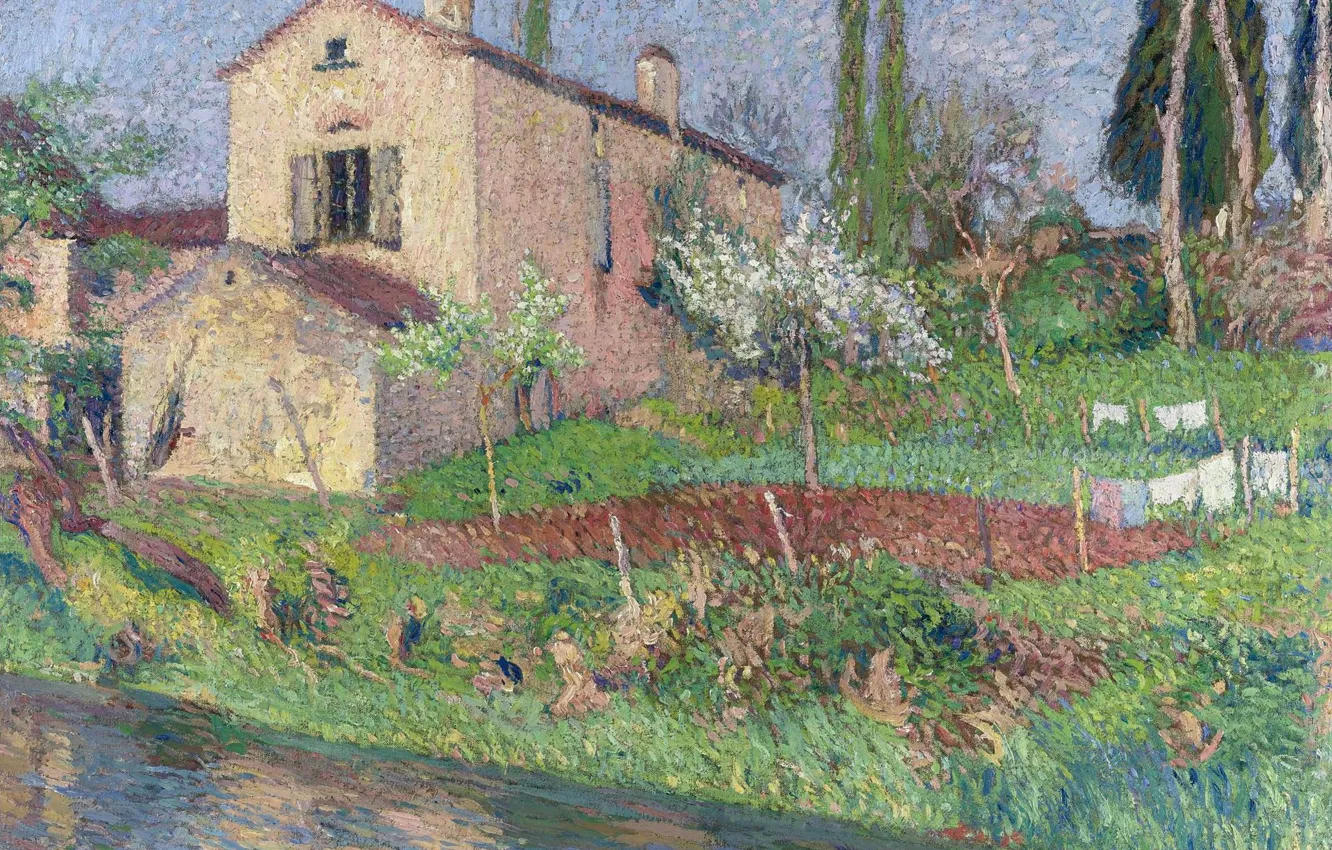 Фото обои пейзаж, картина, Анри-Жан Гильом Мартин, Henri Matrin, The House of Marie-Louise in Spring