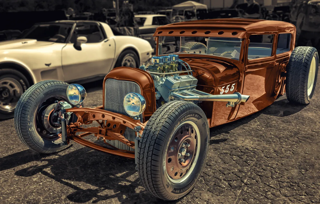 Фото обои ретро, классика, hot-rod, classic car