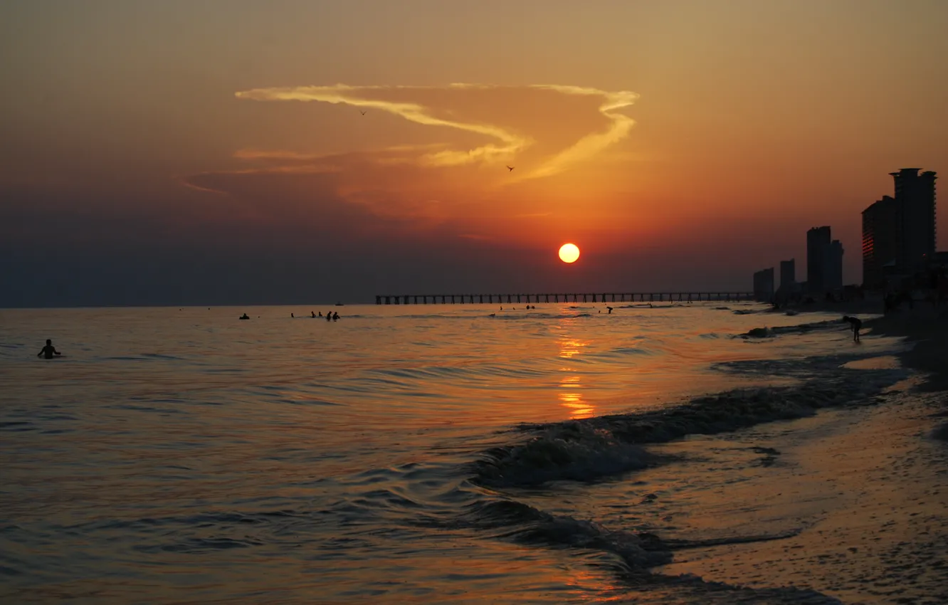 Фото обои Закат, Природа, Море, Флорида, USA, США, Nature, Sunset