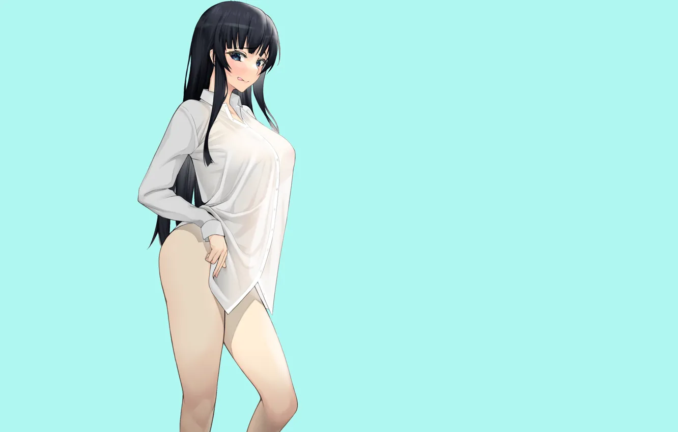 Фото обои girl, hot, anime, pretty, babe, shirt, thighs, tight
