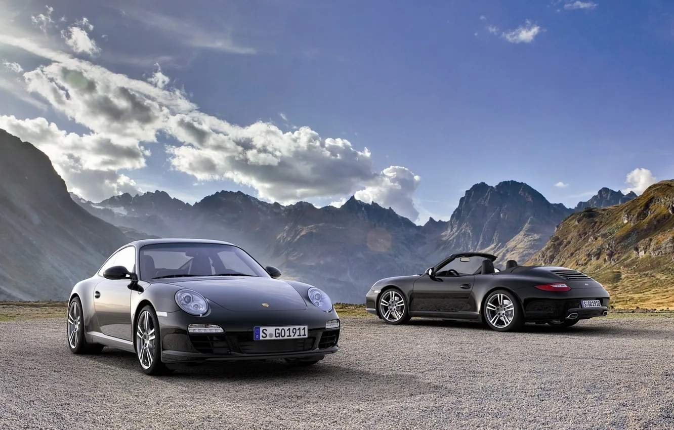 Фото обои облака, горы, фото, пейзажи, 911, Porsche, порш, авто обои