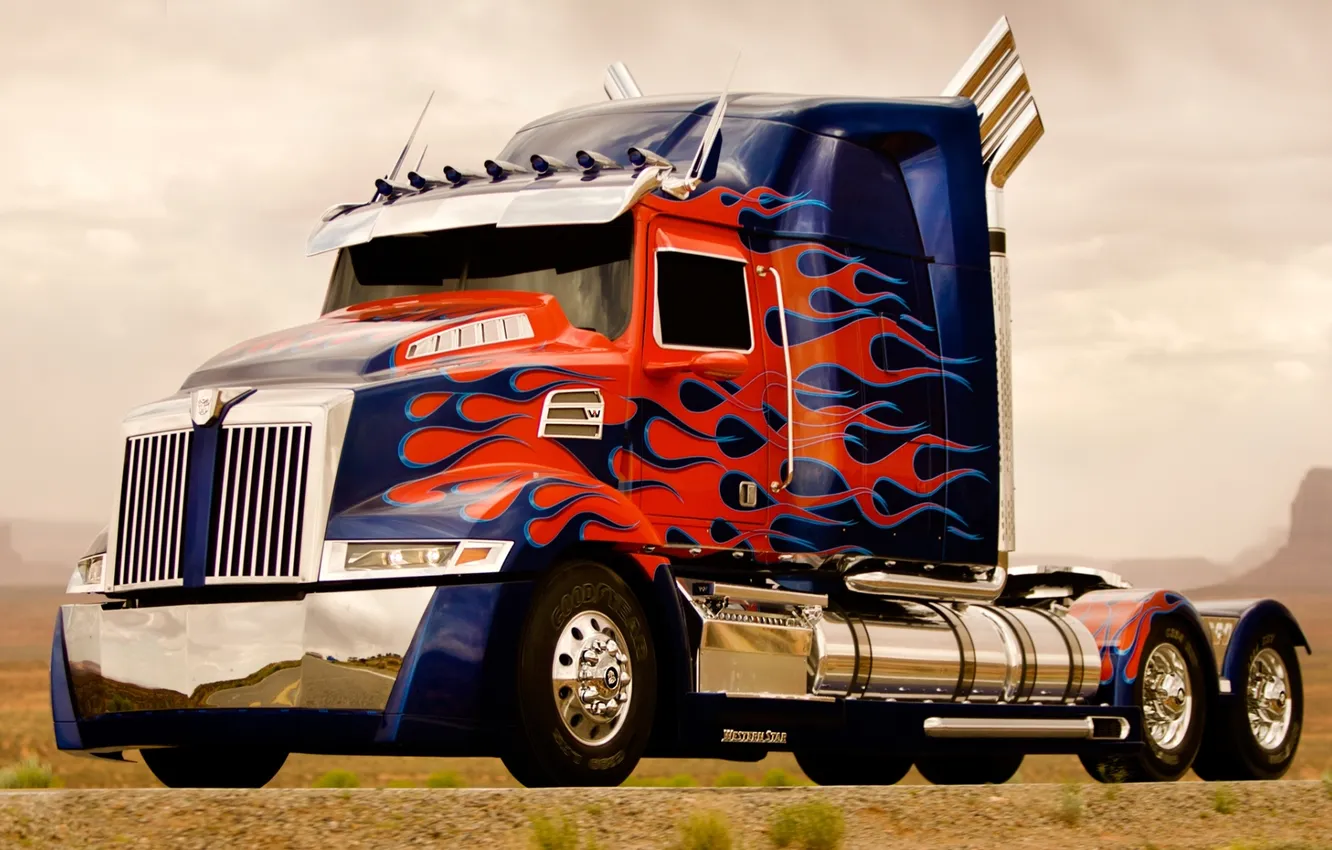 Фото обои грузовик, передок, Optimus Prime, Оптимус Прайм, тягач, трак, Western Star, 4900