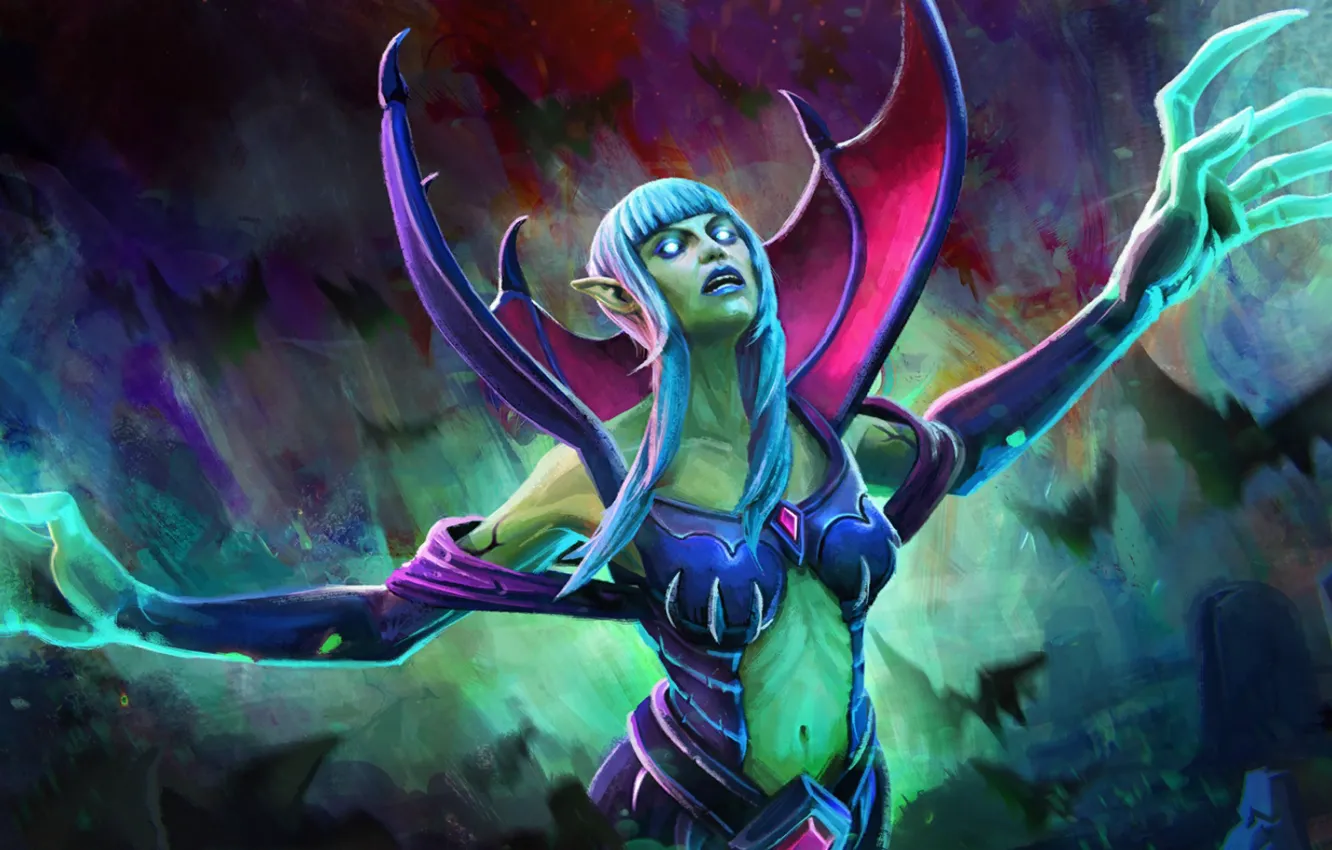 Фото обои девушка, арт, Dota 2, Death Prophet, Krobelus